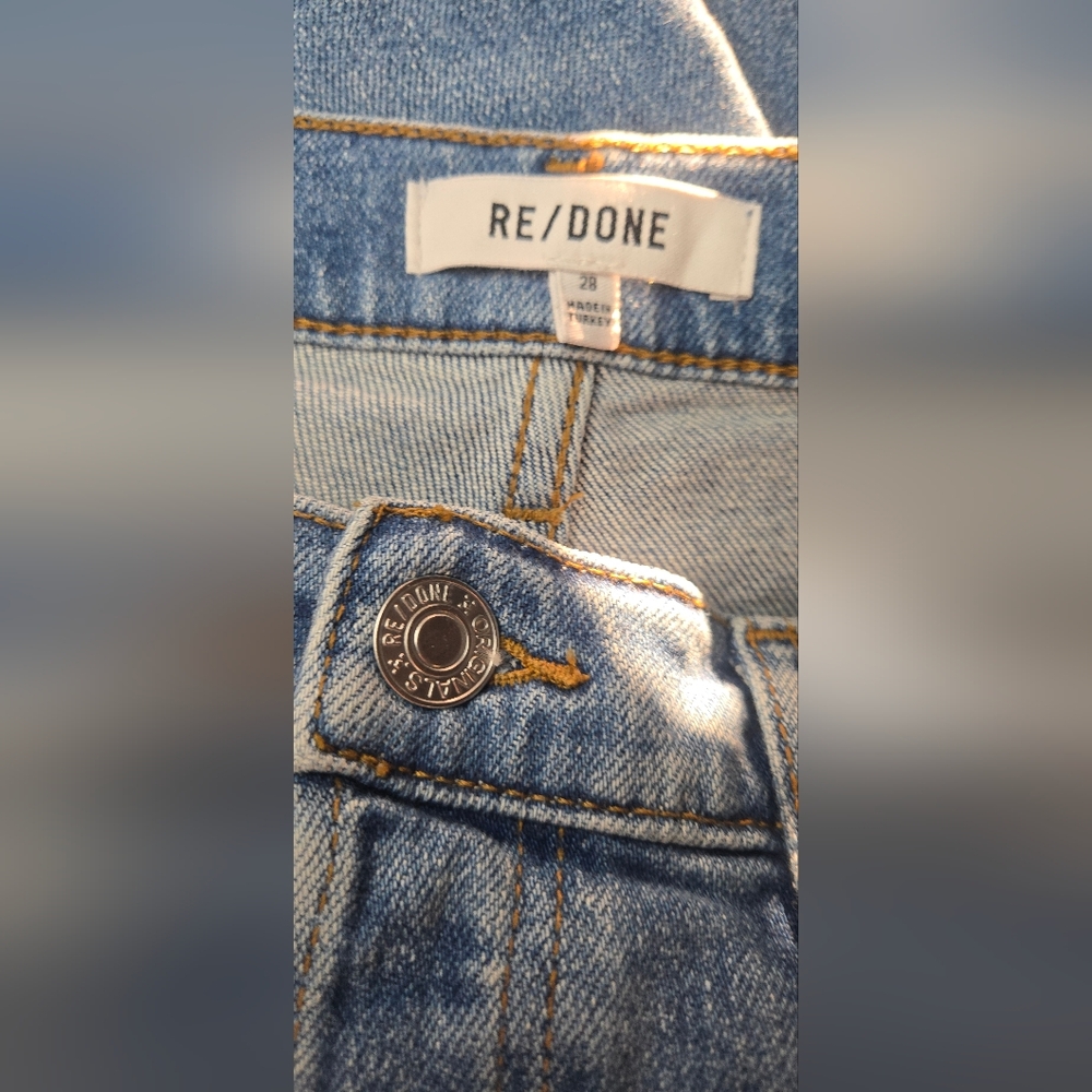 Re/Done 90s High-Rise Ankle Crop Blue Medium Wash Women's 28/6 Jeans - Picture 4 of 8